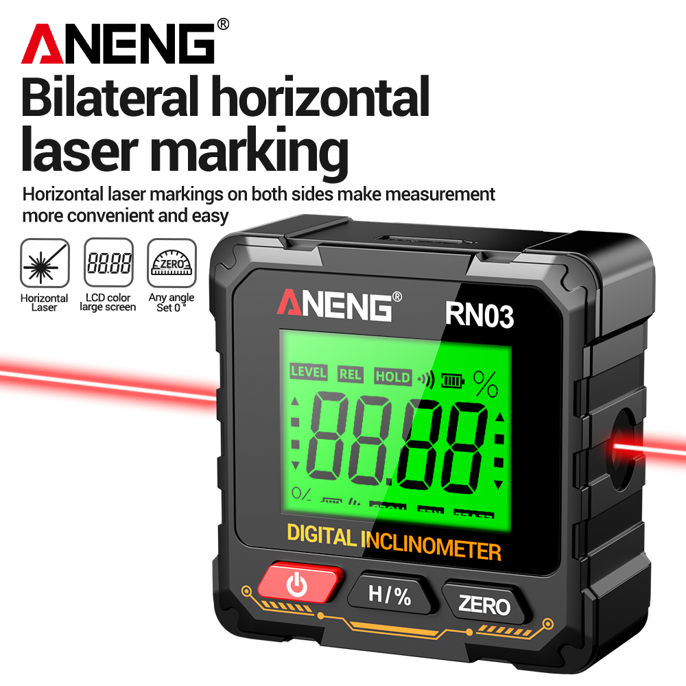 Industrial Laser Alignment Tool - Magnetische digitale hoekzoeker ANENG RN03 Laser-inclinometer